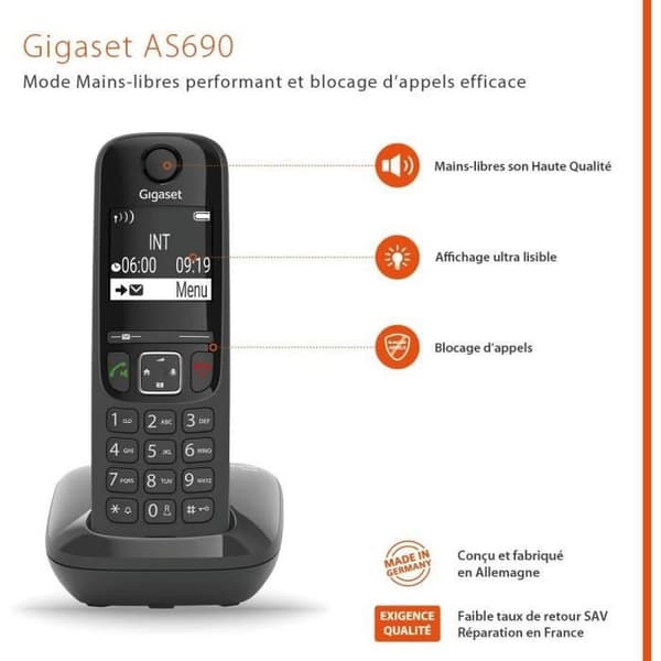 GIGASET fast telefon AS690 Svart