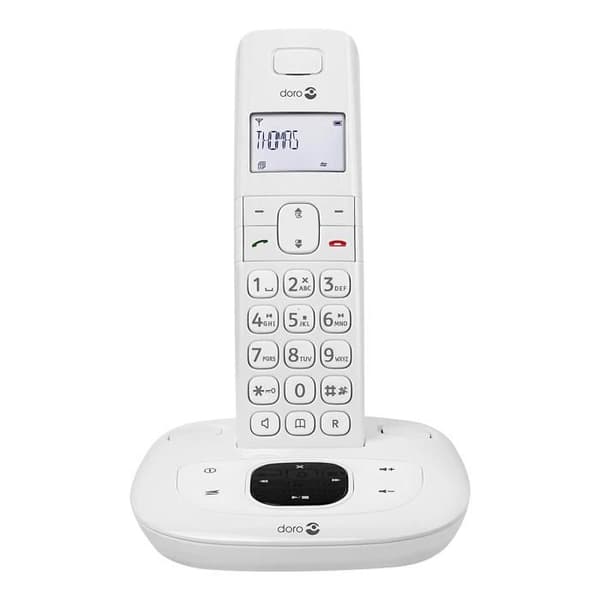 Set med 2 fasta DECT seniortelefoner med telefonsvarare Comfort 1015 Duo Doro White