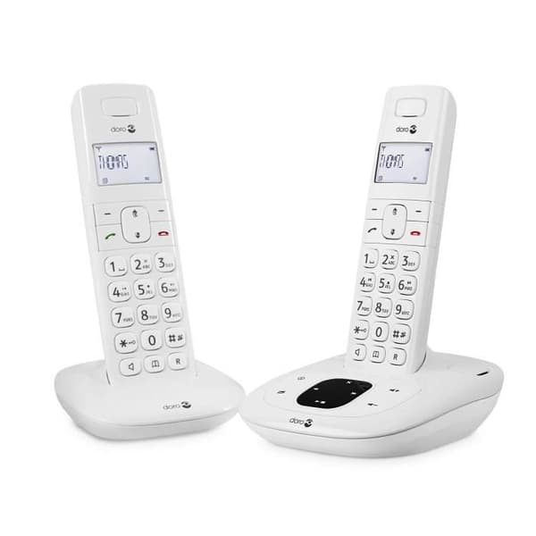 Set med 2 fasta DECT seniortelefoner med telefonsvarare Comfort 1015 Duo Doro White
