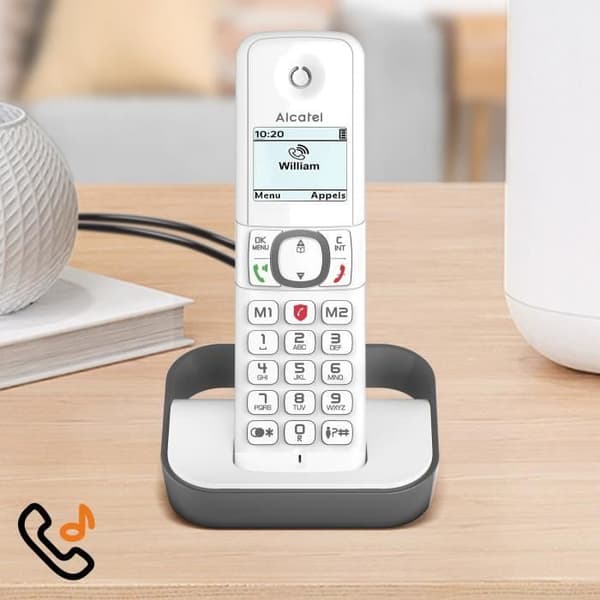 Set med 2 DECT-telefoner Samtalsblockering och VIP-funktion F860 Duo Alcatel Grey