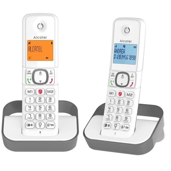 Set med 2 DECT-telefoner Samtalsblockering och VIP-funktion F860 Duo Alcatel Grey