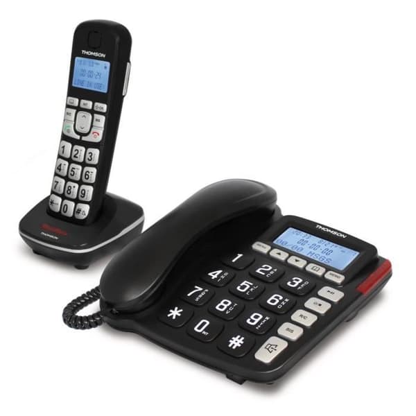 Thomson Comby 2 i 1 telefon - trådbunden bas + sladdlös telefon - svart