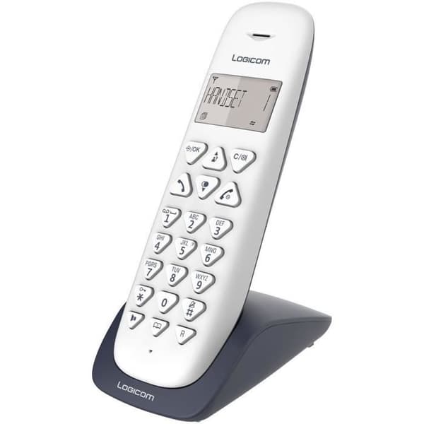 LOGICOM VEGA 155T SOLO trådlös telefon med telefonsvarare - 7h batteritid - 20 nummer katalog - Vit/Taupe