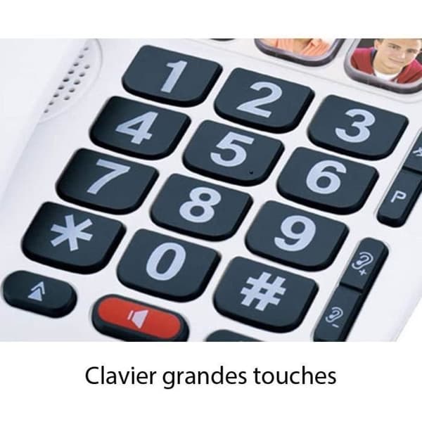 Alcatel TMax 10 senior sladdtelefon - 6 direktminnen med foto - Handsfree-funktion - Vit