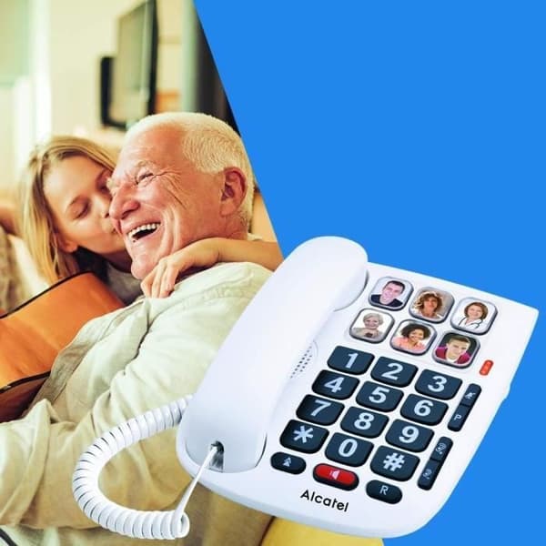 Alcatel TMax 10 senior sladdtelefon - 6 direktminnen med foto - Handsfree-funktion - Vit