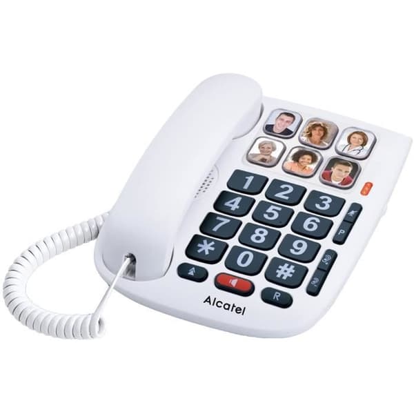Alcatel TMax 10 senior sladdtelefon - 6 direktminnen med foto - Handsfree-funktion - Vit