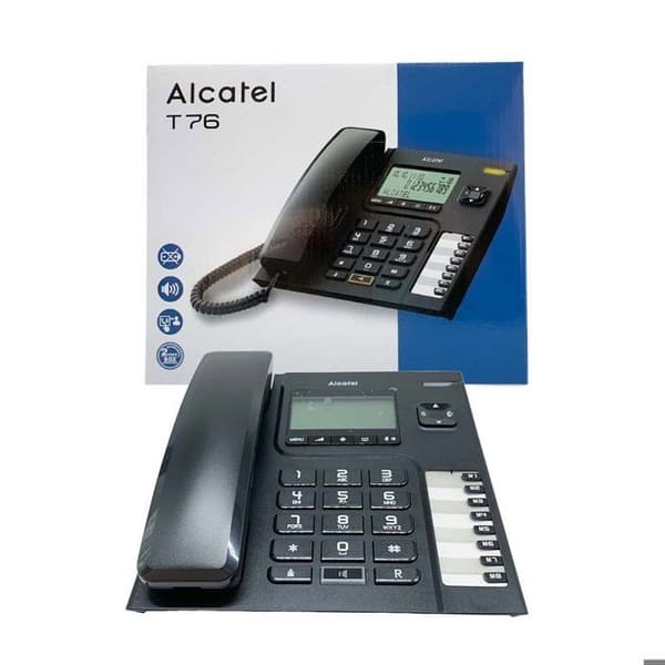 Alcatel T76 sladdtelefon med svart nummerpresentation - handsfree - 10 namn- och nummerkatalog