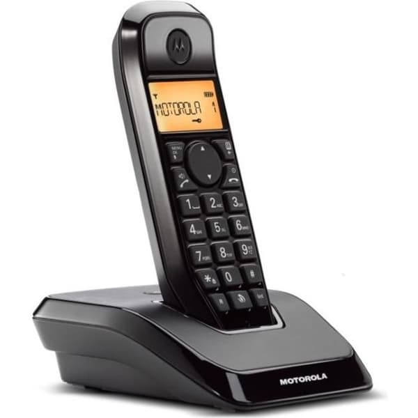 MOTOROLA S1201 Trådlös telefon - Svart - Nummerpresentation - 50 namnkatalog - Hands-free Svart