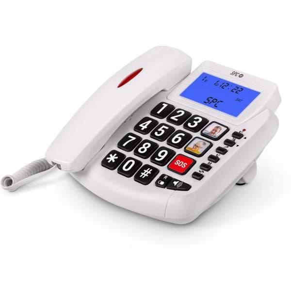 SPC Comfort Volume 2 – Senior fast telefon XXL-knappar, volymförstärkare, kompatibel med hörapparater och nummerpresentation