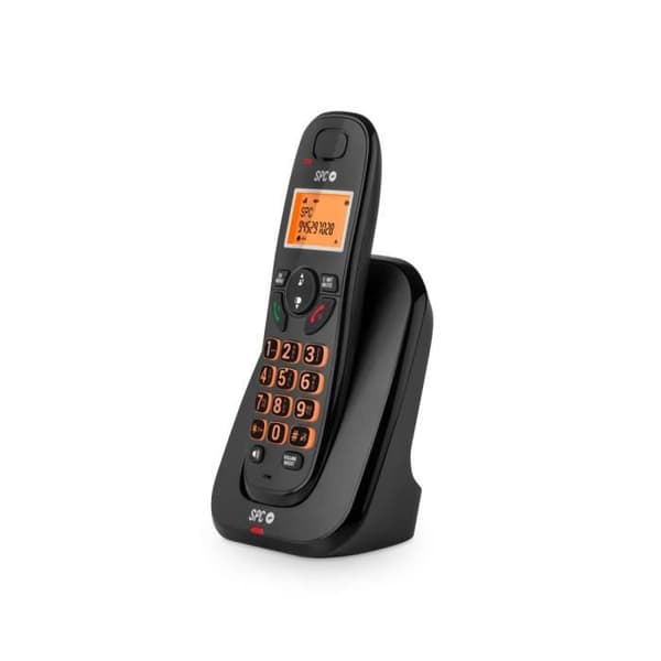 SPC Kairo - Trådlös fast telefon, nummerpresentation, extra volym, samtalsblockering, handsfree, telefonbok, svart