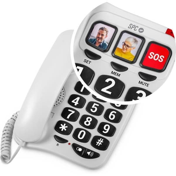 SPC Comfort Numbers 2 – Senior fast telefon, stora knappar, 3 direktminnen, hög volym, hörapparatkompatibel