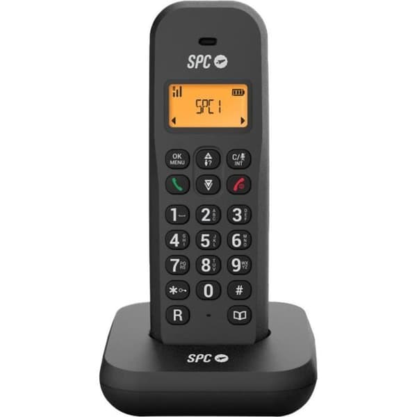 SPC Keops - Trådlös fast telefon med ljus skärm, nummerpresentation, 50 kontakter, ECO Mode - Svart