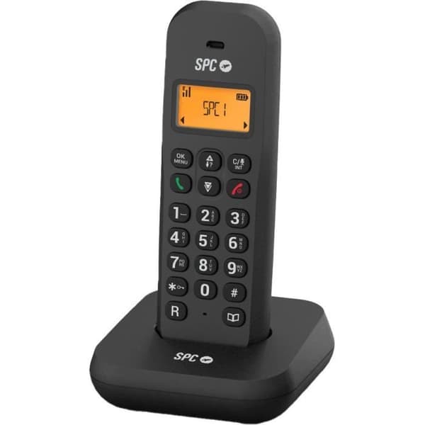 SPC Keops - Trådlös fast telefon med ljus skärm, nummerpresentation, 50 kontakter, ECO Mode - Svart