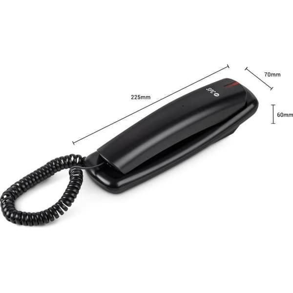 SPC Original Lite 2 – Bords- eller väggmonterad fast telefon, ljussignal, 10 indirekta minnen, återuppringningsfunktion - Svart