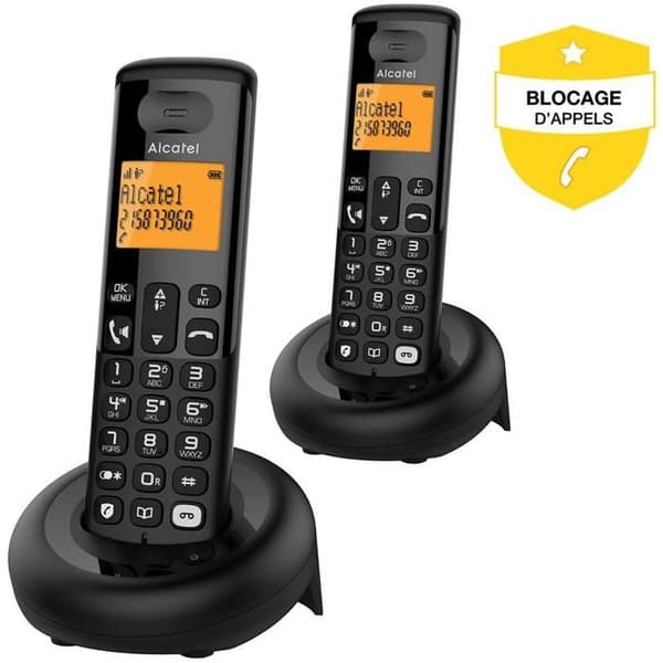 Alcatel E260 S Voice Duo trådlös fast telefon med telefonsvarare och funktion för reklamsamtalsblockering Svart