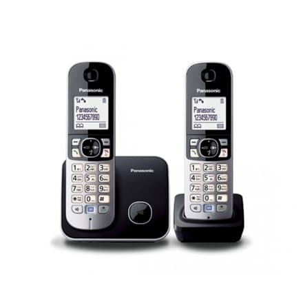Telefon DECT twin, negru, KX-TG6812FXB, Panasonic, "KX-TG6812FXB" (timbru verde 0.8 lei) Sort, Sølv