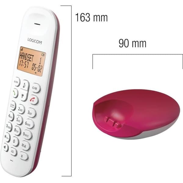 Fast trådlös telefon - LOGICOM - DECT ILOA 150 SOLO - Hallon - Utan telefonsvarare