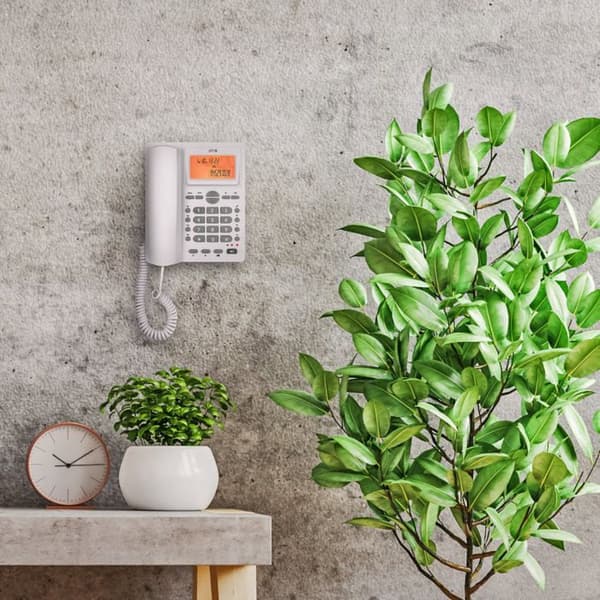 SPC Office ID 2 - Fast telefon med sladd med upplyst skärm, 4 direktminnen, nummerpresentation, skrivbord/vägg - Vit