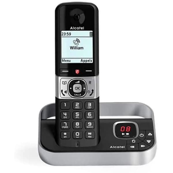 Alcatel F890 Voice Solo trådlös telefon med premiumsamtalsblockering - Integrerad telefonsvarare - Seniortelefoni Svart