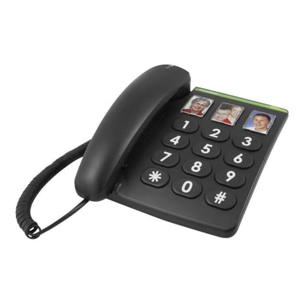 DORO PhoneEasy 331ph sladdtelefon - stora knappar, fotoknappar - svart