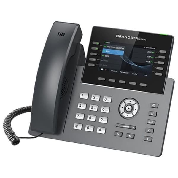 GRANDSTREAM TELEFON IP POE MED WIFI BLU - 16 SIP-konton / LCD-skärm 4,3 / 10 knappar - 6947273702900 Svart, Grå