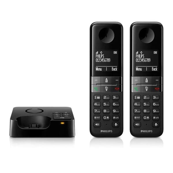 Philips - DECT Telefon D4752B Trådlös - 4,6 cm Skärm - 2 Handset - Plug-and-Play