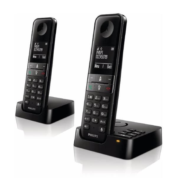 Philips - DECT Telefon D4752B Trådlös - 4,6 cm Skärm - 2 Handset - Plug-and-Play