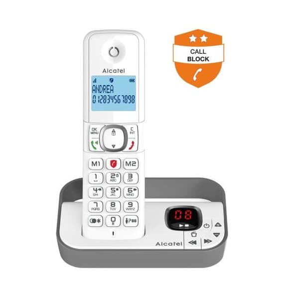 Trådlös fast telefon - ALCATEL - F860 röstgrå - Avancerad samtalsblockering