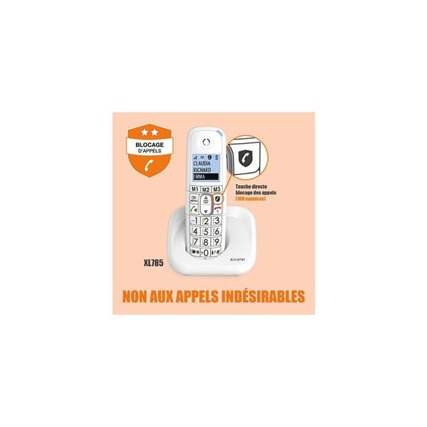 Trådlös fast telefon - ALCATEL - XL785 - Vit - 2 års garanti - Hörlurar