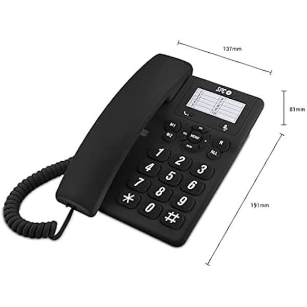 SPC Original – Skrivbords- eller väggtelefon med sladd, med stora knappar och lätt att använda, 3 direktminnen, volym av