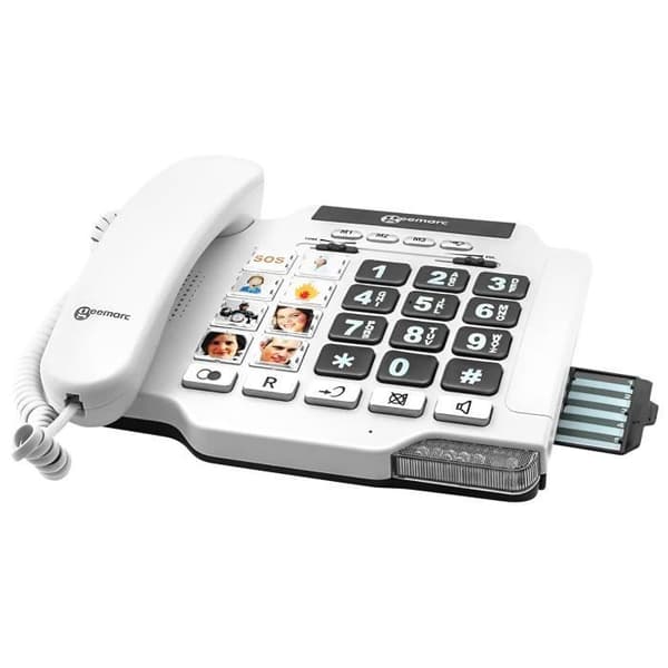 Senior fast telefon förstärkt 30dB fotoknappar PhotoPhone 100 Geemarc Vit