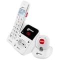 Miniatyrbild 1 av 4: Förstärkt sladdlös senior fast telefon med SOS Medallion Geemarc vit telefonsvarare