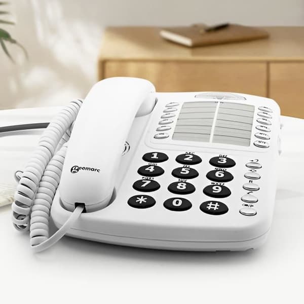 Senior kontorsfast telefon Förstärkt 30dB Hög ringsignal Justerbar Geemarc Vit