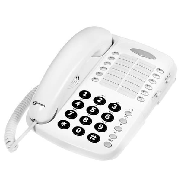 Senior kontorsfast telefon Förstärkt 30dB Hög ringsignal Justerbar Geemarc Vit
