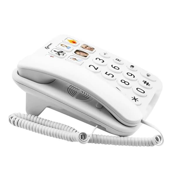 Senior Fast telefon Förstärkt Justerbara fotoknappar PhotoPhone 110 Geemarc Vit