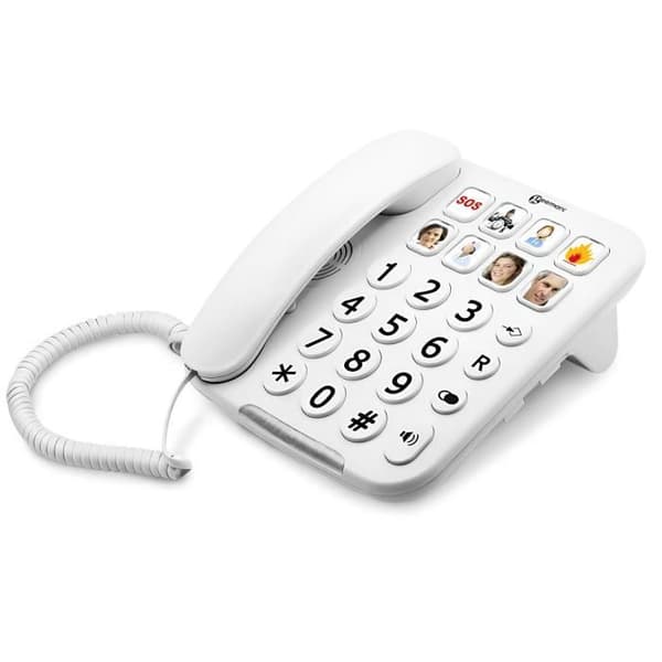 Senior Fast telefon Förstärkt Justerbara fotoknappar PhotoPhone 110 Geemarc Vit