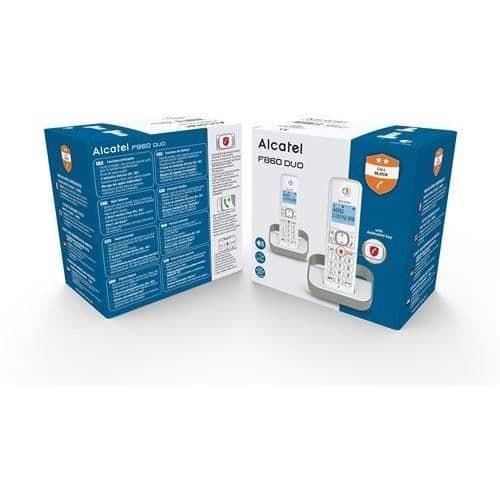 Alcatel Pack Duo F 860 Duo trådlös telefon med reklamsamtalsspärrfunktion vit grå