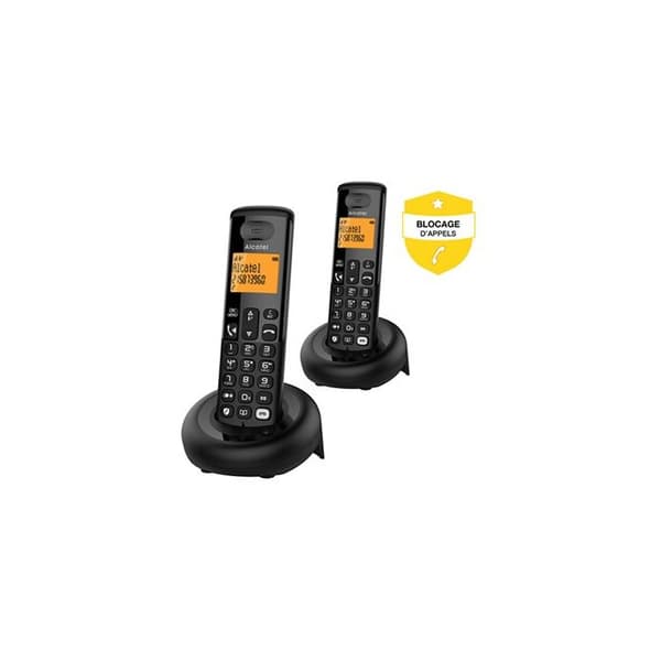Alcatel E260 S Voice Duo trådlös fast telefon med telefonsvarare och funktion för reklamsamtalsblockering Svart