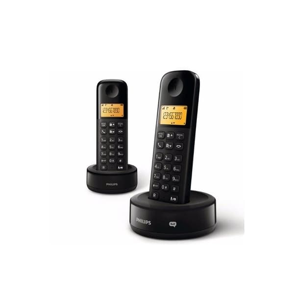 Philips sladdlös fast telefon med telefonsvarare med dubbla handenheter D1652B Svart - 4895229103405