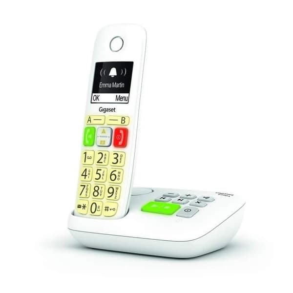 GIGASET E290 A White Fast telefon - Integrerad digital telefonsvarare och stora nycklar för maximal komfort