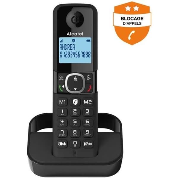 Fast trådlös telefon - ALCATEL - F860 solo svart - Utan telefonsvarare