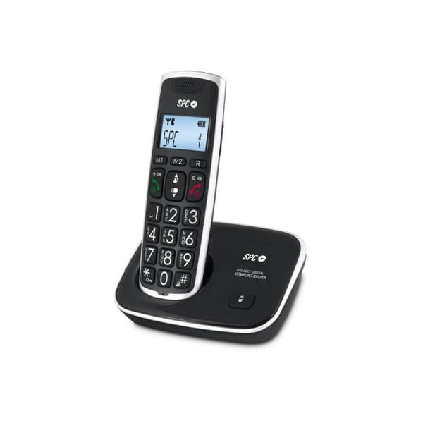 SPC Comfort Kaiser Senior trådlös fast telefon - XL-knappar och nummer, extraförstärkt ljud, katalog Svart