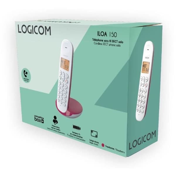 Fast trådlös telefon - LOGICOM - DECT ILOA 150 SOLO - Hallon - Utan telefonsvarare
