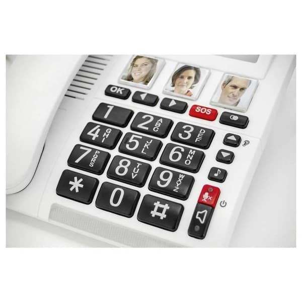 Geemarc CL9000 Telefon med sladd för seniorer, fotoknappar, handsfree-funktion, kompatibel med hörapparater