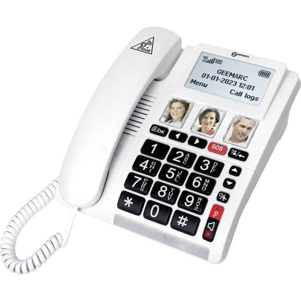 Geemarc CL9000 Telefon med sladd för seniorer, fotoknappar, handsfree-funktion, kompatibel med hörapparater