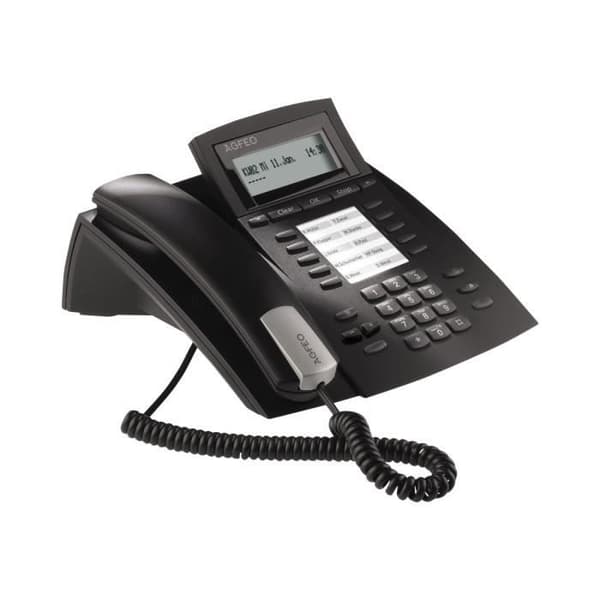 AGFEO ST 22 IP svart VoIP-telefon - Handsfree, Katalog med 1000 namn och nummer, Monokrom LCD-skärm Svart