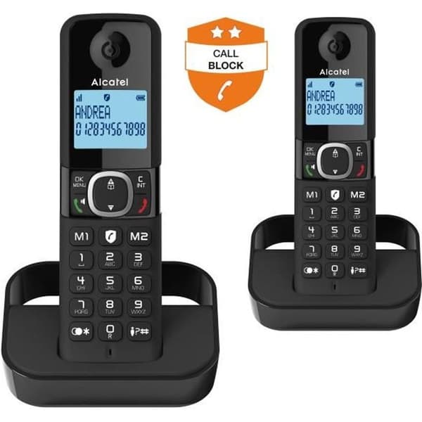 Trådlös fast telefon - ALCATEL - F860 duo svart - Blockerar oönskade samtal