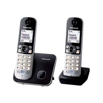 PANASONIC KXTG6812GB trådlös telefon - 120 kontaktkatalog - Monokrom LCD-skärm - Handsfree - Svart