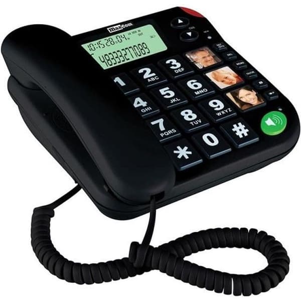 MAXCOM KXT480 sladdtelefon - Stora knappar - Nummerpresentation - Svart Svart
