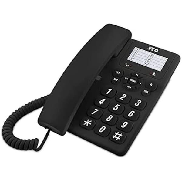 SPC Original – Skrivbords- eller väggtelefon med sladd, med stora knappar och lätt att använda, 3 direktminnen, volym av
